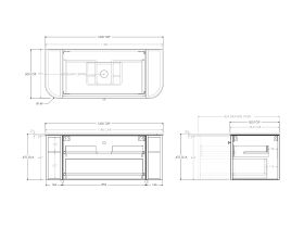 Technical Drawing - Kado Era Double Curve All Drawer 1200mm Wall Hung Vanity with Centre Basin 20mm Top