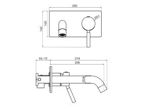 Mizu Drift Wall Bath Mixer Set 200mm