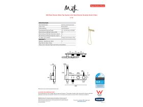 Specification Sheet - Milli Etch Shower Mixer Tap System with Hand Shower Brushed Gold (3 Star)