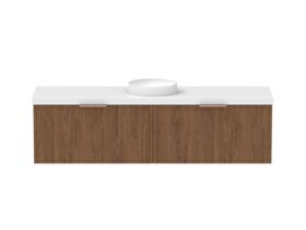 Supporting Image - Kado Lux Slim All Drawer 1800mm Wall Hung Vanity with Centre Basin 50mm Top Florentine Walnut