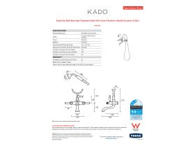 Specification Sheet - Kado Era Wall Mounted Telephone Bath Set Lever Porcelain Handle Chrome (3 Star)