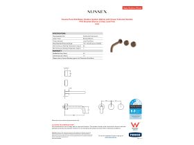 Specification Sheet - Sussex Pure Wall Basin Hostess System 200mm with Cirque Textured Handles PVD Brushed Bronze (3 Star) Lead Free