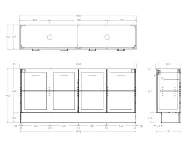 Technical Drawing - Kado Lux Ensuite All Door 1800mm Floor Mount Double Basin 12mm Durasein Top