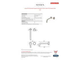 Specification Sheet - Sussex Pure Elemental Progressive Bath Mixer System 250mm PVD Brushed Nickel