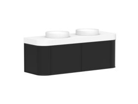 Supporting Image - Kado Era Double Curve All Drawer 1500mm Wall Hung Vanity Double Basin 90mm Durasein Top Matte Black