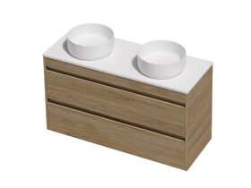 Posh Domaine Twin 1200 Double Bowl 2 Drawer Wall Hung Colour Cherry Pie - Basin not included