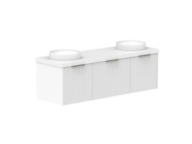 Supporting Image 2- Kado Neue Fluted Square All Drawer 1500mm Wall Hung Vanity with Double Basin 50mm Top Ultra White