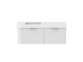 Supporting Image - Kado Neue Fluted Single Curve All Drawer 1350mm Wall Hung Vanity with Left Hand Basin Durasein 90mm Top Ultra White