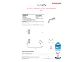 Specification Sheet - Sussex Scala 25mm Wall Outlet Curved 160mm 316 Stainless Steel (6 Star)