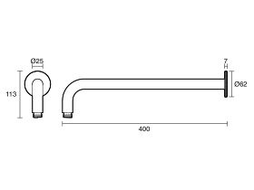 Technical Drawing - Milli Marq Edit Shower Arm 400mm