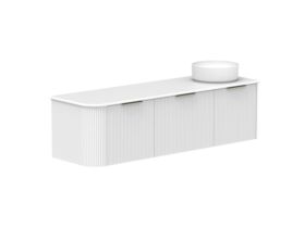 Supporting Image 2- Kado Neue Fluted Single Curve All Drawer 1650mm Wall Hung Vanity with Right Hand Basin 20mm Top Ultra White