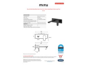 Specification Sheet - Mizu Silk Wall Basin/Bath Mixer Tap Set Kit 188mm Matte Black (6 Star) Lead Free