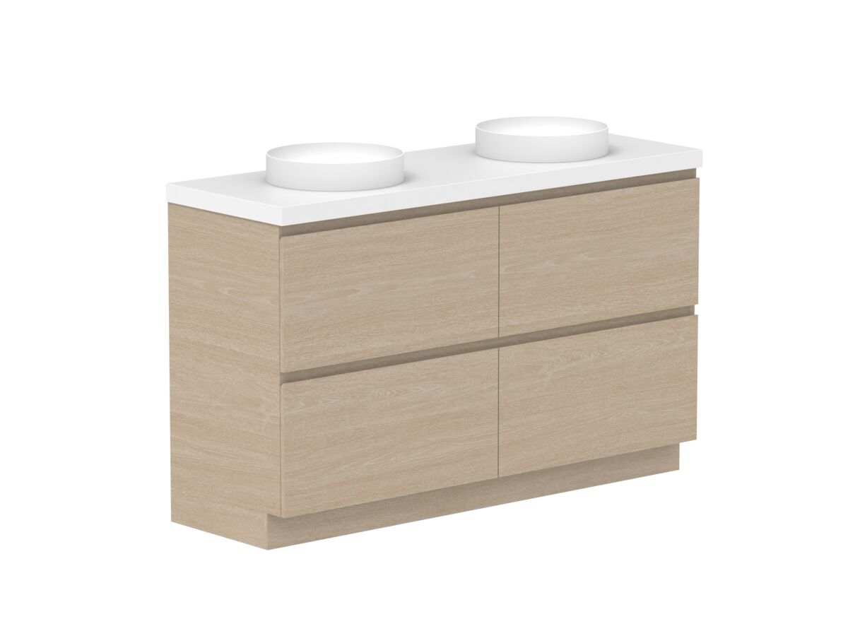 Supporting Image - Posh Domaine All-Drawer Twin 1500mm Floor Mounted Vanity Unit Double Bowl 50mm Top