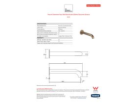 Specification Sheet - Faucet Strommen Vara Wall Bath Outlet 200mm Discovery Bronze (6 Star) Lead Free