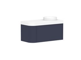 Supporting Image - Kado Era Single Curve All Drawer 1050mm Wall Hung Vanity Right Hand Basin 90mm Durasein Top Royal Battle Blue