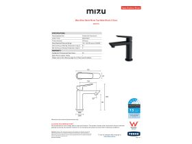Specification Sheet - Mizu Bliss Basin Mixer Tap Matte Black (4 Star)