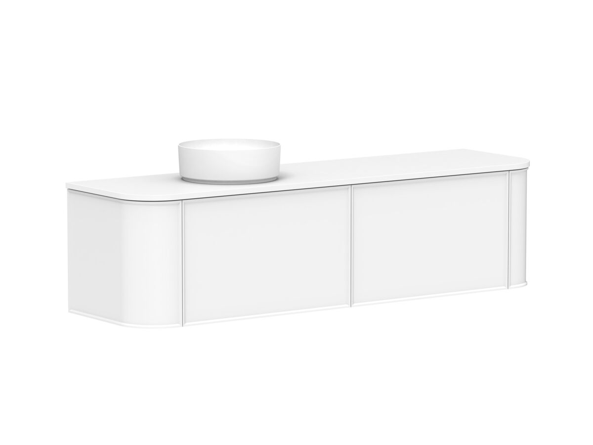 Supporting Image - Kado Era Double Curve All Drawer 1800mm Wall Hung Vanity with Left Hand Basin 20mm Top Matte White