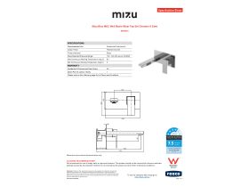Specification Sheet - Mizu Bloc MK2 Wall Basin Mixer Tap Set Chrome (4 Star)
