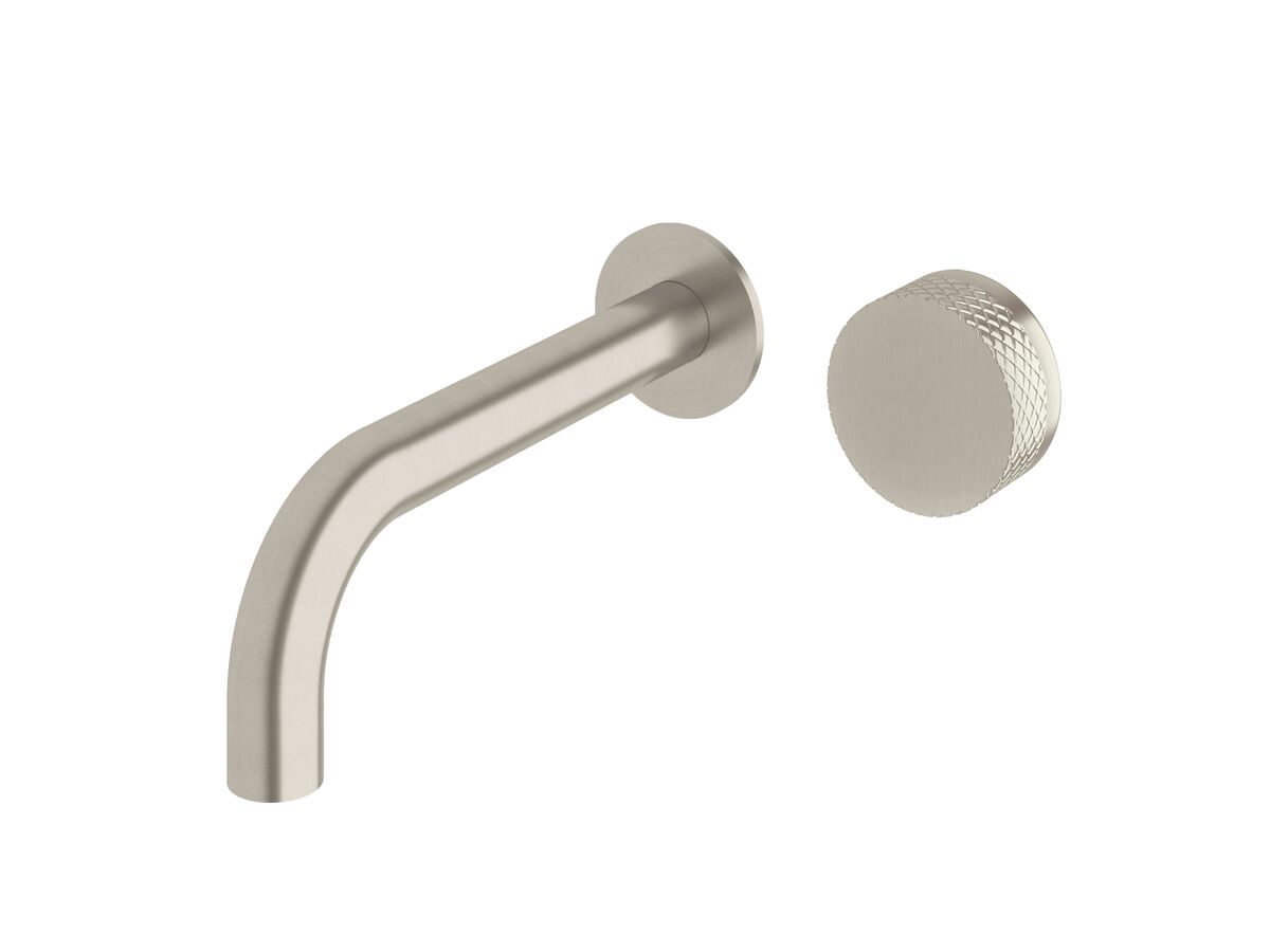 Sussex Pure Progressive Wall Bath Mixer Tap System 200mm with Diamond Textured Handle PVD Brushed Nickel