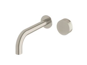 Sussex Pure Progressive Wall Bath Mixer Tap System 200mm with Diamond Textured Handle PVD Brushed Nickel