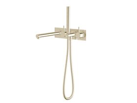 Sussex Scala Bath Mixer Tap System Straight 250mm Outlet Right Hand Operation with Handshower LUX PVD Brushed Platinum Gold (3 Star)