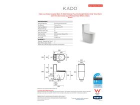 Specification Sheet - Kado Lux Close Coupled Back to Wall Rimless Plus Overheight Bottom Inlet Toilet Suite with Thin Soft Close Quick Release Seat White (4 Star)