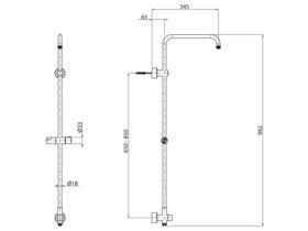 Nikles Twin Shower Square Rail Only Chrome