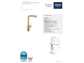 Technical Guide - GROHE Essence New Pull Out Sink Mixer Tap Brushed Cool Sunrise (6 Star)