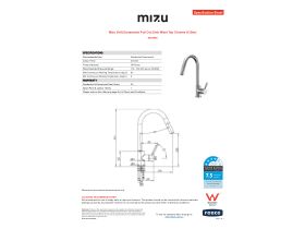 Specification Sheet - Mizu Drift Gooseneck Pull Out Sink Mixer Tap Chrome (4 Star)