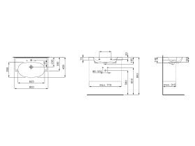 LAUFEN The New Classic Wall / Counter Basin 1 Taphole with Overflow 800 x 480mm