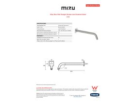 Specification Sheet - Mizu Bloc Wall Straight Shower Arm Brushed Nickel