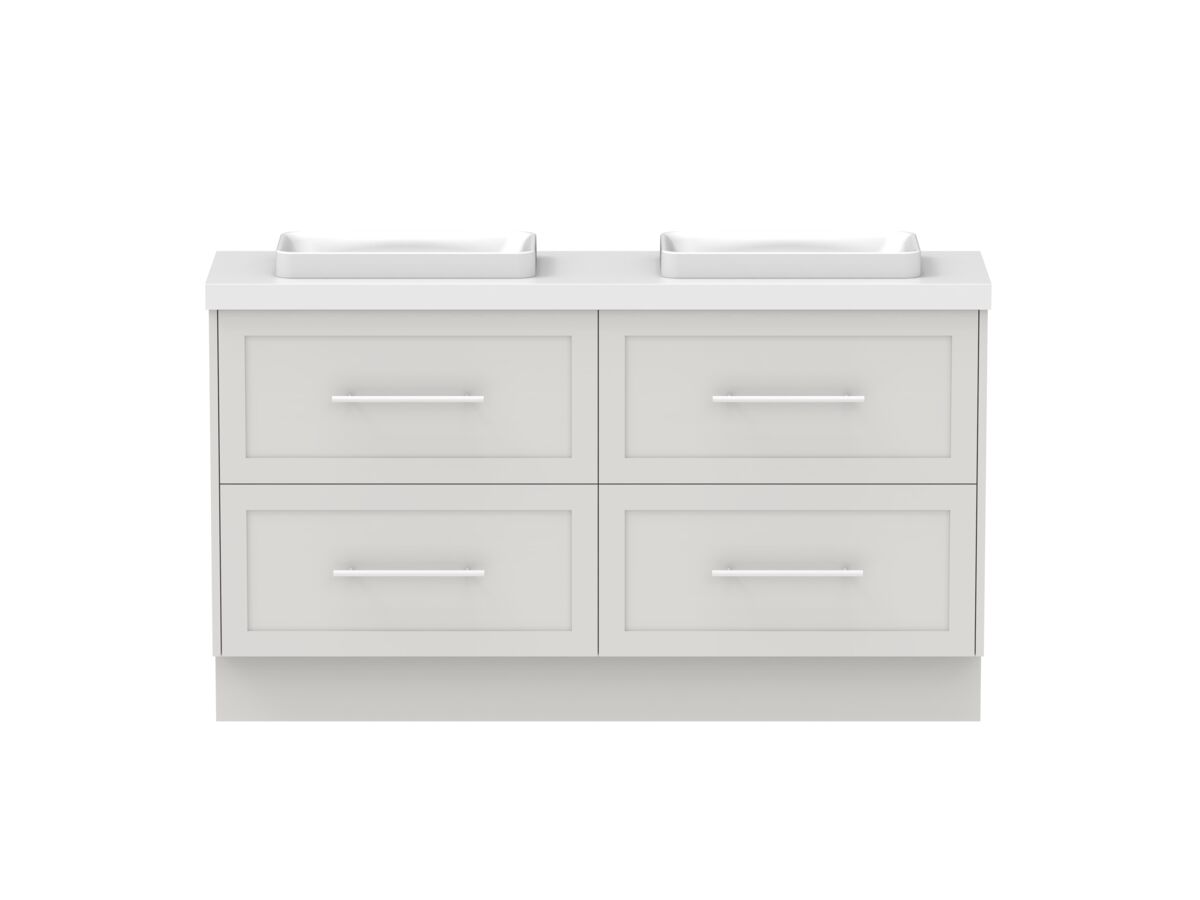 Hero - Kado Lux Ensuite All Drawer Twin 1500mm Floor Mount Double Basin 50mm Top
