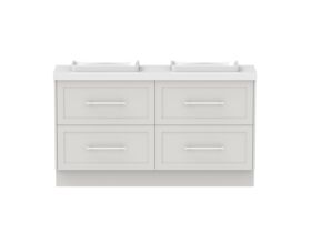Hero - Kado Lux Ensuite All Drawer Twin 1500mm Floor Mount Double Basin 50mm Top