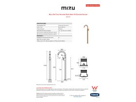 Specification Sheet - Mizu Silk Floor Mounted Bath Mixer Kit Brushed Bronze