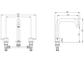 Mizu Drift Swivel Hob Bath / Spa Set Chrome