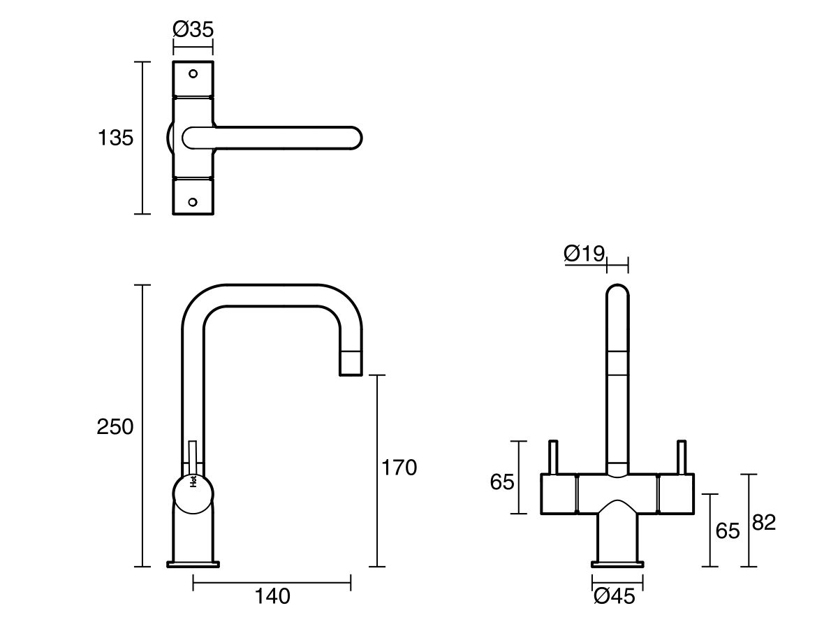 Sussex Scala Mini Twin Handle Mixer Tap Small Square