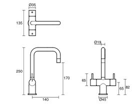 Sussex Scala Mini Twin Handle Mixer Tap Small Square
