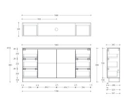 Posh Domaine 1800mm Ensuite Floor Mount Vanity Unit Single Bowl Cherry Pie, Friday Hybrid Quartz & Caesarstone Top