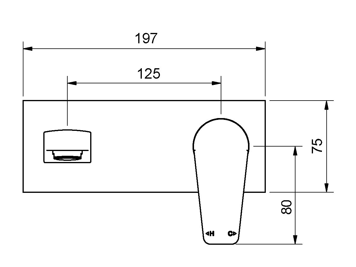 Yeva Wall Basin Mixer Set with 150mm Outlet Horizontal Plate Chrome (6 Star)