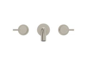 Supporting Image 2 - Mizu Drift Wall Basin / Bath Set with Curved Spout 200mm Brushed Nickel (6 Star) Lead Free - Front