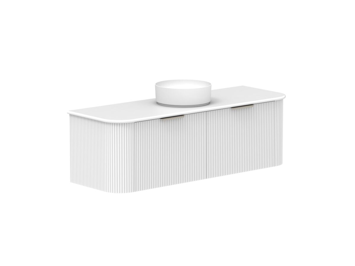 Supporting Image 2- Kado Neue Fluted Double Curve All Drawer 1500 Wall Hung Vanity with Centre Basin20mm Ultra White