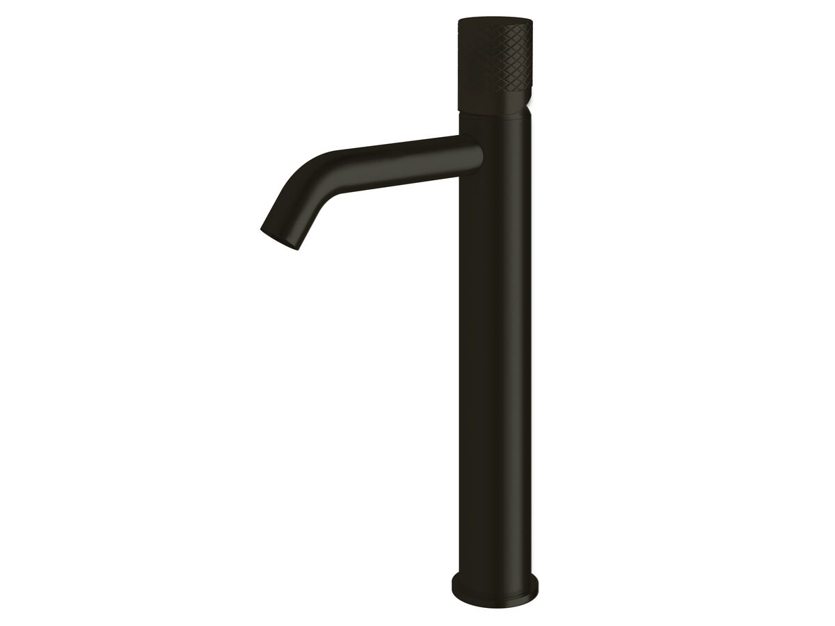 Sussex Pure Extended Basin Mixer Tap Curved Spout with Diamond Textured Handle PVD Matte Black (5 Star)