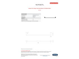 Specification Sheet - Sussex Pure Single Towel Rail 600mm PVD Matte Black