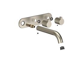 Hero - Faucet Strommen Vara Fin Wall Basin / Bath Hostess Tap System Right Hand 150mm Trimset Brushed Nickel (6 Star) Lead Free