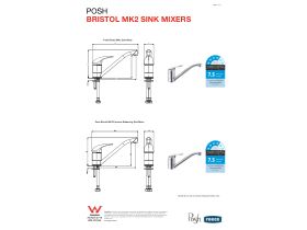 Technical Guide - Posh Bristol MK2 Sink Mixer with Extended Lever Chrome (4 Star)
