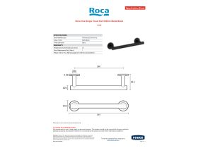 Specification Sheet - Roca Ona Single Towel Rail 300mm Matte Black