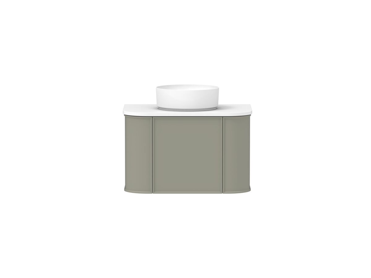 Supporting Image - Kado Era Double Curve All Door 750mm Wall Hung Vanity with Centre Basin 20mm Top Wolfram Green