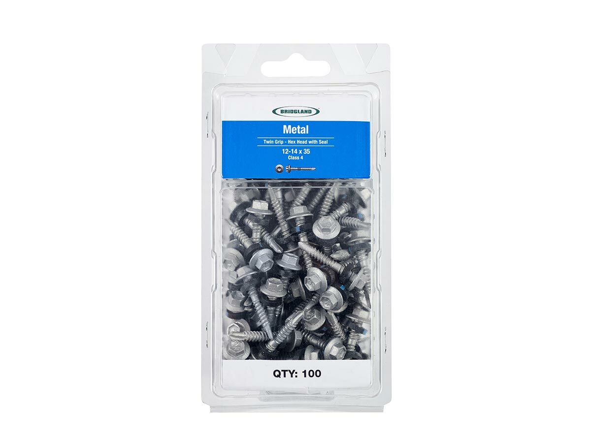 Bridgland Hexagonal Head T/Grip Metal Class 4 12-14 x 35mm (100)