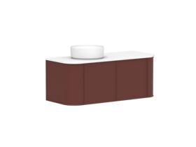 Supporting Image - Kado Era Double Curve All Door 1200mm Wall Hung Vanity with Left Hand Basin 20mm Top Red Marble