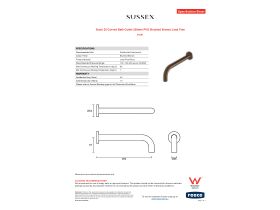 Specification Sheet - Scala 25 Curved Bath Outlet 250mm PVD Brushed Bronze Lead Free
